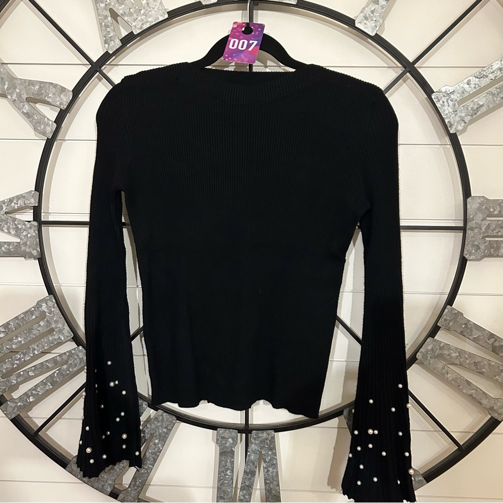 007 Black Love Culture Sweater With Pearl Detail